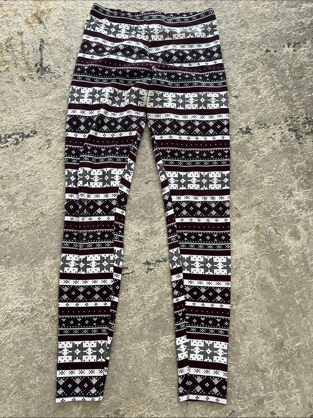 Cotton On Black White and Maroon Patterned Leggings